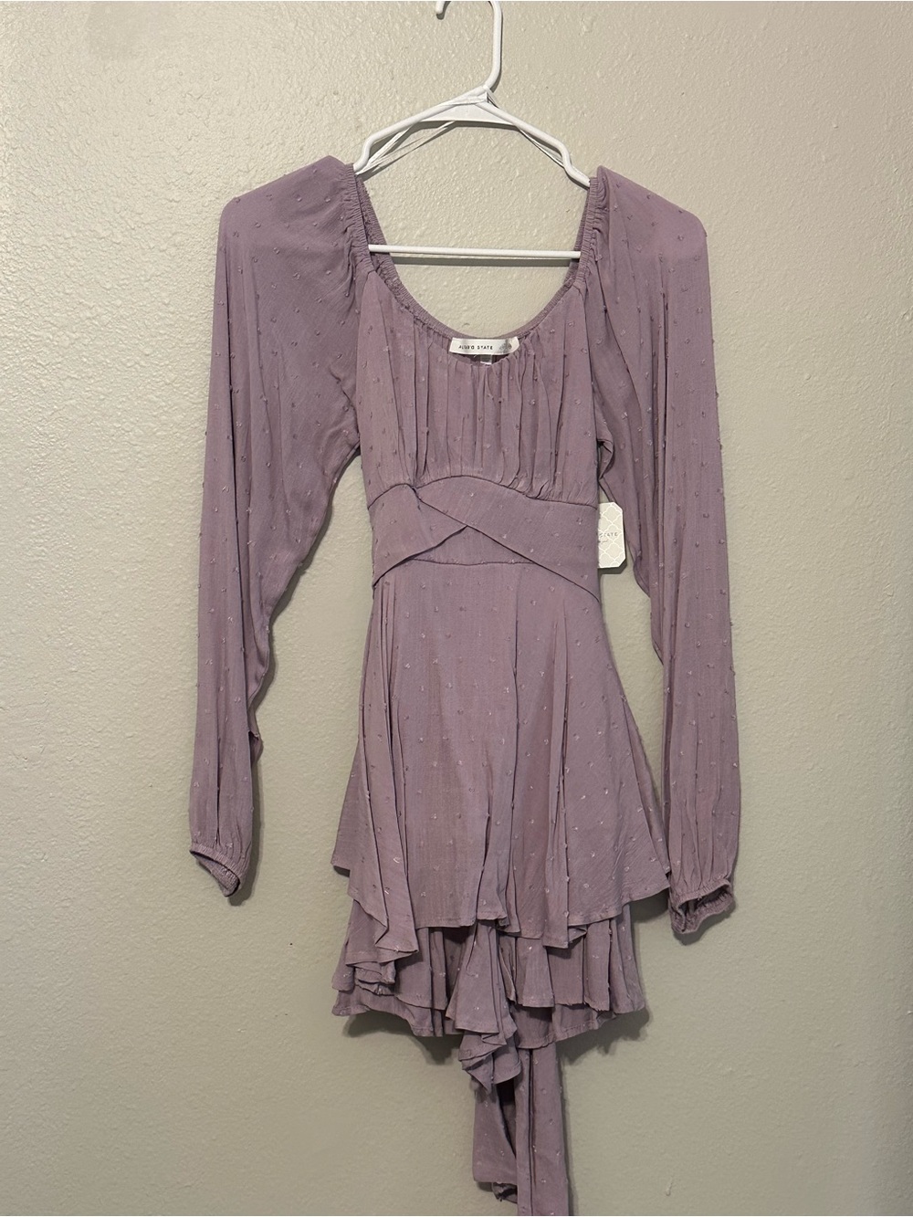 Altar'd State Dusty Lavender Long-Sleeve Ruffle Dress